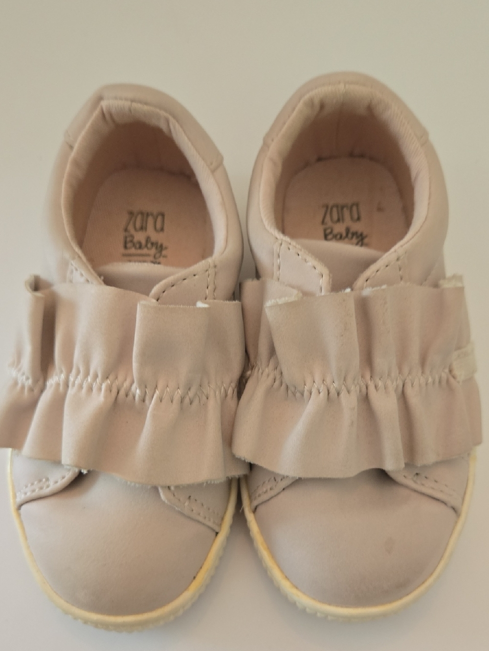Zara Baby Cream Ruffle-Front Slip-On Shoes